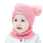 TENDSY Kids Winter caps Unisex Beanie Neck Warmer Set For Toddler, Kids Winter Caps for Kids Boy's and Girl's (For 1-5 Years Old) (Pink)