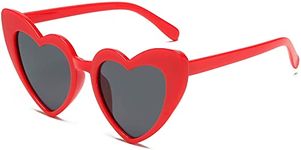 Jubilant Heart Shaped Polarized Sunglasses For Women Girls Ladies Vintage Goggle Mod Sun Glasses Shades (Red Grey) - Pack Of 1