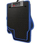 TAILORED FOR TOYOTA CH-R (2017 ONWARDS) - FULL SET OF HEAVY DUTY DURABLE INTERIOR FLOOR RUBBER CAR MATS - BLACK RUBBER + BLUE EDGING