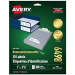 AVERY Removable ID Labels for Laser and Inkjet Printers, FBA Labels, 2-5/8" x 1", White, Rectangle, 300 Labels, Removable (6498) (06498)