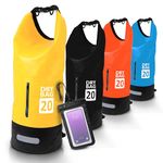 EcoNour Dry Bag Waterproof, 20L Sack with Phone Dry Bag and Long Adjustable Shoulder Strap Included, Perfect for Kayaking, Boating, Canoeing, Fishing, Rafting, Swimming, Camping - Yellow (Yellow)