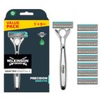 WILKINSON SWORD - Quattro Titanium For Men | Sensitive Comfort | Razor Handle + 9 Blade Refills