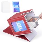 UAONO Card Deck Box with MTG Commander Display, Patented Design Card Deck Case Holds 100+ Double-Sleeved Cards, PU Leather Cards Storage Box For TCG with 2 Dividers, 1 Toploader (Red&White)