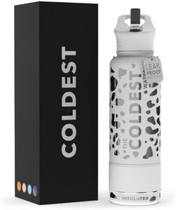 Coldest Insulated Water Bottle with Straw Lid - Stainless Steel Metal Insulated Bottle for Men & Women (Silver Leopard, 40 oz)