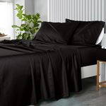 Royal Hotel Bedding Solid Black 600-Thread-Count 4pc Queen Bed Sheet Set 100% Cotton, Sateen Solid, Deep Pocket