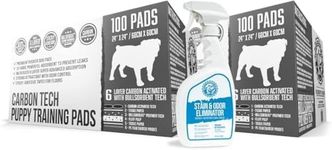 Bulldoglogy Carbon Black Puppy Pee Pads with Adhesive Sticky Tape (24x24) with Stain & Odor Remover Bundle Set (200-Count w/32oz.)