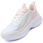 Beita Womens Running Shoes Walking Shoes for Teen Girls Breathable Fashion Sneakers，White Pink, 8