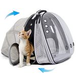 LAIRIES Dual Expandable Cat Backpack Carrier Front & Back Extension Pet Backpack Carrier, Fit up to 20 lbs, Bubble Capsule Dog Backpack Travel, Hiking & Outdoor Backpack (CL-BLK, Dual Extension)