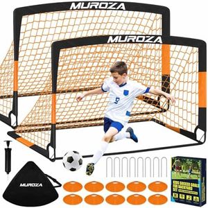 Kids Soccer Goals for Backyard Set, 2 Pack of 4x3 ft Portable Pop Up Soccer Nets with Soccer Ball, Cones, Complete Training Equipment for Youth