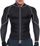 Gotoly Men Sweat Neoprene Weight Loss Sauna Suit Workout Shirt Body Shaper Fitness Jacket Gym Wear Top Clothes Shapewear Long Sleeve (Black, Small)