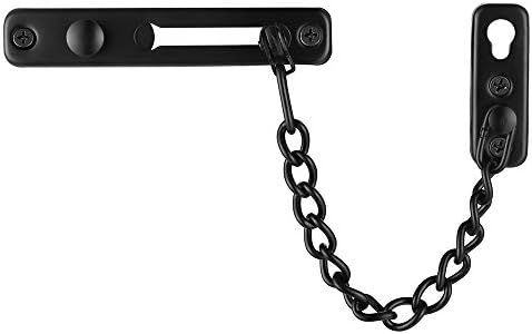 JQK Door Chain Lock Black, Stainless Steel Door Guard with Spring Anti-Theft Press Lock, Matte Black, HDC100-PB