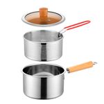 Deep Fryer Pot with Basket,Handled Stainless Steel Chip Pan,Small Deep Fat Fryer French Fries Pot,Japanese Style Tempura Frying Pan,Fryer Pasta for The Home,Ergonomic Handle Fryer (17x15cm)