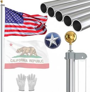 NELXINJO Heavy Duty 25FT Flag Pole -12 Gauge Extra Thick Aluminum Flagpole kit for Outside House,Silver