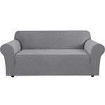 H.VERSAILTEX Stretch Sofa Covers Slipcovers 3 Seats Couch Covers Sofa 3 Seat Feature Soft Thick Textured Jacquard Fabric with Elastic Bottom Washable (Sofa 74"-88" Wide, Dove Grey)