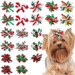 PET SHOW 20pcs/10pairs Curly Dog Hair Bows with Rubber Bands for Small Medium Dogs Spiral Puppy Swirl Topknot Cat Festival Hair Accessories Pet Favor Gift (Christmas Styles)