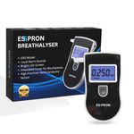 ESSPRON E-40 Breathalyser Alcohol Tester (Black) - Digital Portable Professional Digital Police Alcohol Tester Breathe Detector LCD Display Model | 5 Mouthpiece Provided in The Box (Pack of 1)