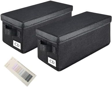 Salajory CD Storage Boxes - 2 Pack CD Storage Case - 14.2" x 6.3" x 5.5", Holds 34 Blue-ray, Desktop or Closet CD Case Holder, Can Also Store DVDs | Papers | Cards | Clothing