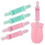 4 Pieces Boys Girls Winter Mitten Clips Stainless Steel Glove Clips Elastic Baby Mittens Clips for Kids (Pink+Green)