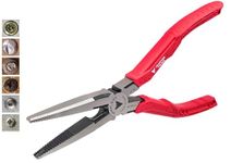 VAMPLIERS 7.5" Long Needle Nose Pliers with Stripped Screw Extractor Jaws + Wire Cutter. High Carbon Steel. Made in Japan. Stripped Screw Removal Tool for Stuck, Damaged Fasteners in Confined Spaces.