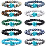 Hicarer 10 Pieces VSCO Sea Turtles Beads Bracelet Natural Stone Elastic Friendship Bracelet for Women Men