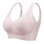 Xcutting Compression Women's Plus Size Full Coverage Bras for Women No Underwire Everyday Sleep Padded Bras Underoutfit Bras (Pink,3X-Large)