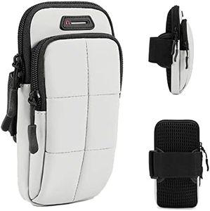 Prime Comfort Phone Holder, Arm Bands for Workout, Use for Running, Walking, Hiking & Biking (Grayish White)