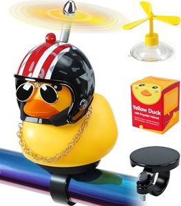 EMPATHECH Rubber Duck Bike Decorations [New Stable Clamp Mount] Cute Squeak Duck Bike Bell [Two Helmet Propeller] Funny Bike Accessories e Scooter Accessories Motorcycle Accessories Cycling Gifts