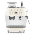 Smeg Coffee Machine with Grinder, Original Italian Brand, Patented Smeg Cream Color, Live the Barista Exeprience, Professional Steam Wand for Creamy Milk Coffee, Pressure Monitor, EGF03CREU