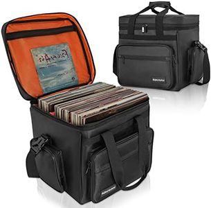 BQKOZFIN Vinyl Records Carrying Bag 65 Sheets 12" Records LP Bag Album Organizer Vinyl Record Storage for Travel, Black