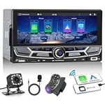 Universal Double Din Car Stereo 6.86 inch Touchscreen with Wireless Apple Carplay/Android Auto FM Receiver Multimedia Player Head Unit Bluetooth 5.0 Mirror Link EQ USB TF AUX+ Backup Camera & MIC