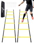 Sportneer Agility Ladder Speed Training Set - 12 Rungs 20ft Detachable Exercise Ladders in 2pcs (6 rungs Each) with Ground Stakes for Soccer Football Footwork Training - Ladder with Carry Bag