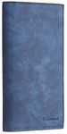 CASMONAL Premium Leather Checkbook Cover for Men & Women Checkbook Holder Wallet RFID Blocking(Navy Blue)