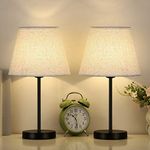 Table Lamps Bedside Lamps Set of 2 Desk Lamps Small Nightstand Lamps with Linen Fabric Lamp Drum Shade for Bedrooms Office Girl Kids