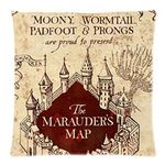 Harry Potter The Marauder's Map Hogwarts Castle Throw Soft Pillowcases Decorative Pillowcases Best Birthday Gift For Kids Or Friends Square Cotton Pillowcase Art Design Pillow Cover Pattern Personalized Pillowcases Standard Size Roomy Inch 16x16(Two Sides)?