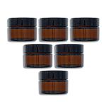 Avalon Cosmetic Packaging™ Empty Amber Glass Jar 30ml with Black Lid for Aromatherapy, Cosmetics, Balms, Aromatherapy Blends, Candles and Creams - Pack of 6