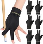 Pengxiaomei 6 Pcs Pool Gloves Billiards Left Hand, 3 Fingers Shooters Snooker Cue Sport Gloves Billiards Glove for Women or Men Billiard Accessories