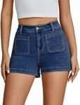 luvamia Womens Plus Size Jean Shorts Women's Dark Blue Jean Shorts Womens Cut Off Jean Shorts Womens Stretch Jean Shorts Women High Waisted Shorts Dark Blue Size XX-Large US Size 20 to Size 22