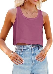 Aoysky Womens Cotton Crop Tops Casual Loose Tank Top Sleeveless Basic Cropped Athletic Yoga Workout Shirt, Purple, Medium