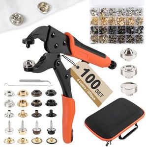 Bamgoten Snap Fastener Tool, Canvas Snap Fastener Kit (100 Sets 4 Colors Snaps), Snap Button Kit with Tools Ideal for Snap Fastener Repair and Replacement on Leather, Tarpaulins, Fabrics
