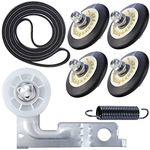 Monkemon Dryer Repair Kit Compatible with LG Dryer Includes 4581EL2002C Dryer Drum Roller & 4400EL2001A Dryer Belt & 4561EL3002A Dryer Idler Pulley (1 Spring)