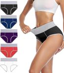 wirarpa Underwear Women High Waist Cotton Knickers Ladies Panties Full Coverage Briefs Underpants Plus Size Multicolour 5 Pack L