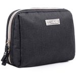 Portable Makeup Bag Travel Small Cosmetic Pouch Organizer Zipper Make-up Waterproof Toiletry Storage Handbag for Women Girls Purse,Black