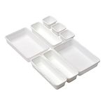 Cutting EDGE Interlocking Drawer Organizer Set Of 8, Divider/Separator White Plastic Trays For Flatware, Cutlery & Desk Storage For Household, Kitchen & Office - Jewelry