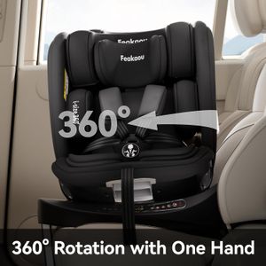 Feakaou 360° Rotating Car Seat – Black Convertible Baby Seat