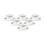 La Opala Diva, Pearl Collection Opal Glass Crockery | Cup & Saucer, Set of 12 | Lively Hues, 160 ml | for Tea & Coffee | Microwave Safe | 100% Vegetarian | Extra Strong | Super Light | Super White