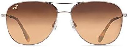 Maui Jim Men's and Women's Cliff House Polarized Aviator Sunglasses, Gold/HCL® Bronze, Medium