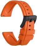 WOCCI 20mm Hevea Watch Strap, FKM Rubber (Not Silicone), Quick Release Replacement Band for Men, Black Buckle (Orange)