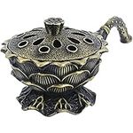 Geynutaly Frankincense Resin Burner Lotus Incense Burner with Handle, Lotus Shaped Holder Fit for Home Decoration