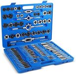 ABN Large Tap and Die Set Metric Tap and Die Kit Rethreading Tool Kit Thread Maker Hole Threader 110-Piece Set, Metric