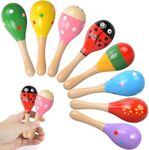 8pcs Maracas, Maracas Instrument, Musical Painted Wooden Maraca Hand Percussion Instrument, Wooden Rattle for Church Groups/Percussion Ensemble and Classroom Music